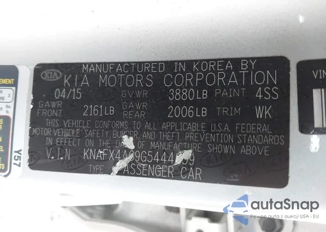 2016 Kia Forte Lx z USA, uszkodzony, nr VIN KNAFX4A69G5444259